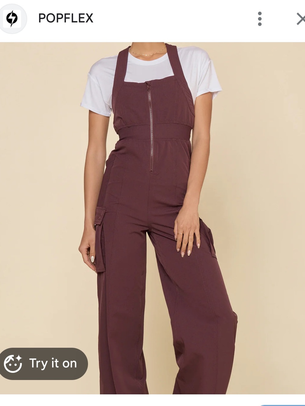 POPFLEX Women's Burgundy Cargo Jumpsuit